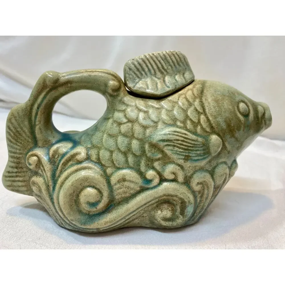 Andrea by Sadek Fish Teapot Vessel Celadon Mint Green